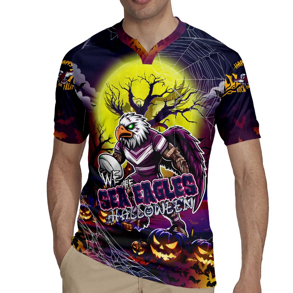 We Are Sea Eagles Halloween Rugby Jersey Pumpkin Scary Spooky Season - Aussie Hoodie