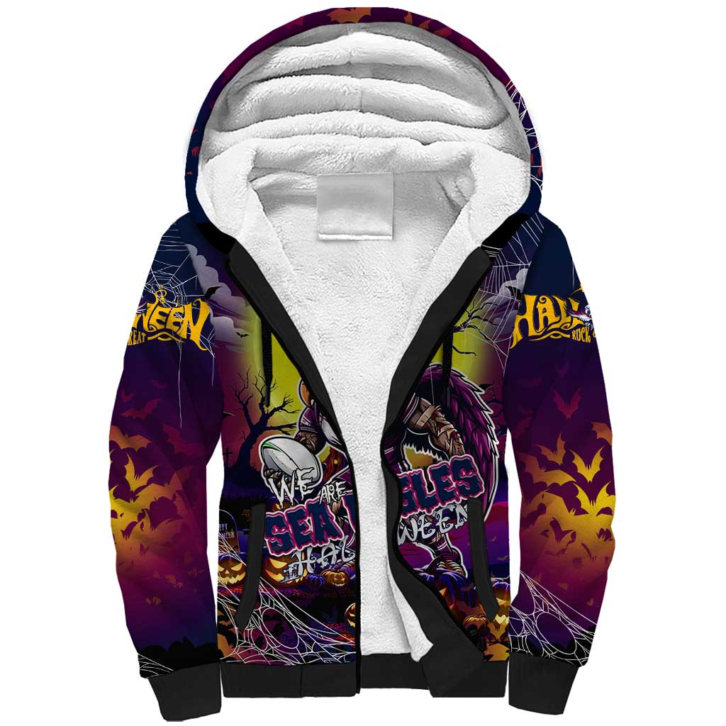 We Are Sea Eagles Halloween Sherpa Hoodie Pumpkin Scary Spooky Season - Aussie Hoodie
