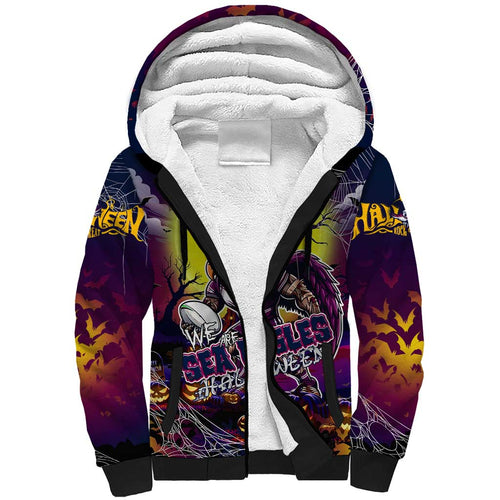 We Are Sea Eagles Halloween Sherpa Hoodie Pumpkin Scary Spooky Season - Aussie Hoodie