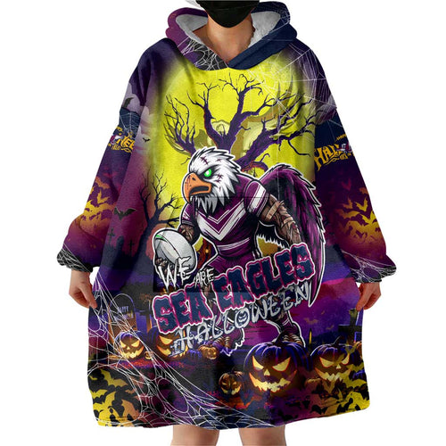 We Are Sea Eagles Halloween Wearable Blanket Hoodie Pumpkin Scary Spooky Season - Aussie Hoodie