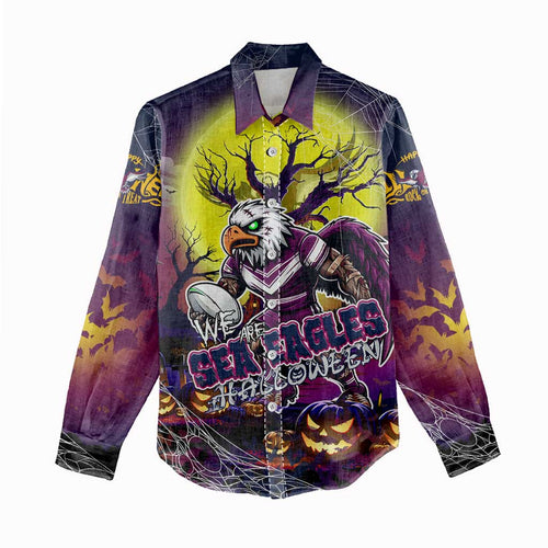 We Are Sea Eagles Halloween Women Casual Shirt Pumpkin Scary Spooky Season - Aussie Hoodie