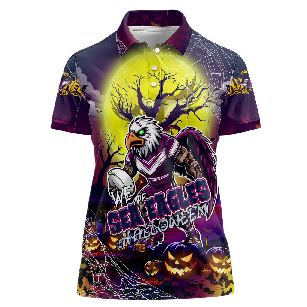 We Are Sea Eagles Halloween Women Polo Shirt Pumpkin Scary Spooky Season - Aussie Hoodie