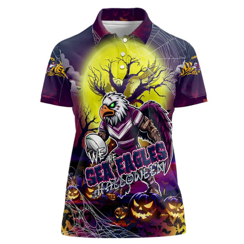 We Are Sea Eagles Halloween Women Polo Shirt Pumpkin Scary Spooky Season - Aussie Hoodie