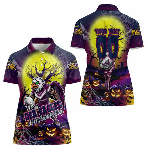 We Are Sea Eagles Halloween Women Polo Shirt Pumpkin Scary Spooky Season - Aussie Hoodie