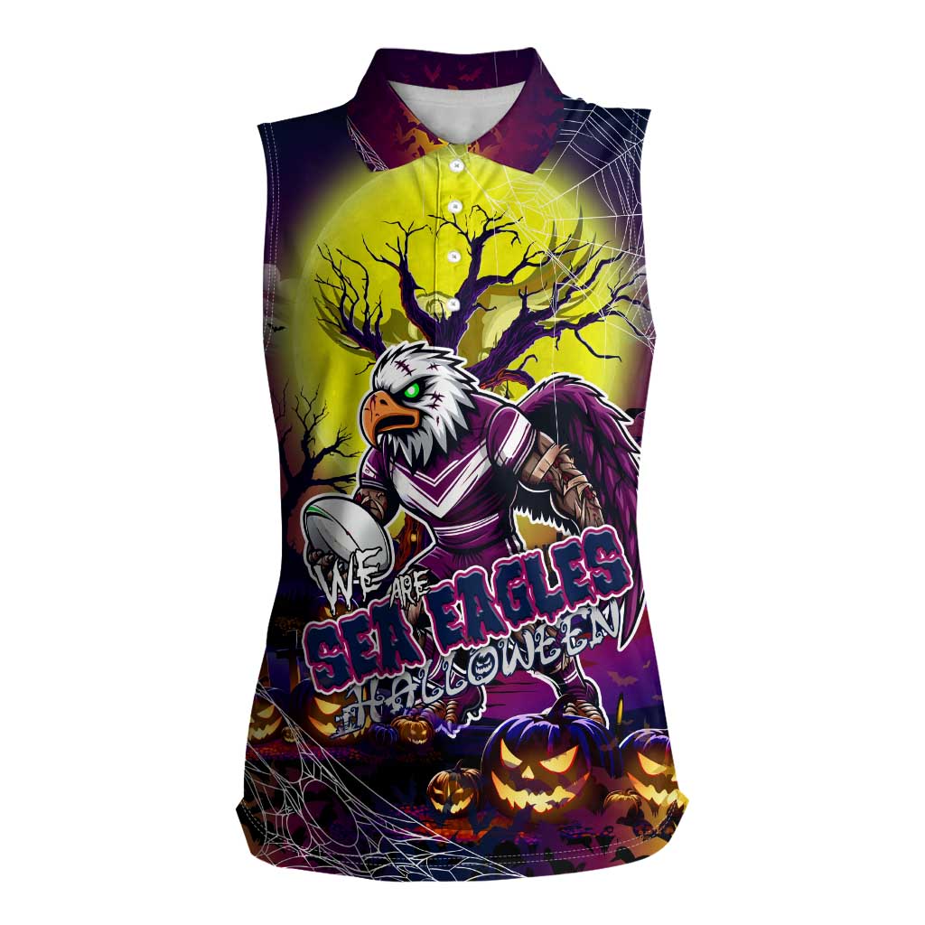 We Are Sea Eagles Halloween Women Sleeveless Polo Shirt Pumpkin Scary Spooky Season - Aussie Hoodie
