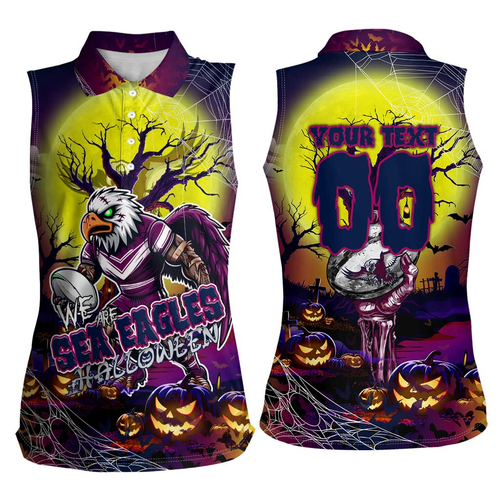 We Are Sea Eagles Halloween Women Sleeveless Polo Shirt Pumpkin Scary Spooky Season - Aussie Hoodie
