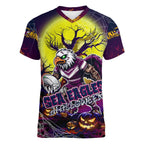 We Are Sea Eagles Halloween Women V-Neck T-Shirt Pumpkin Scary Spooky Season - Aussie Hoodie