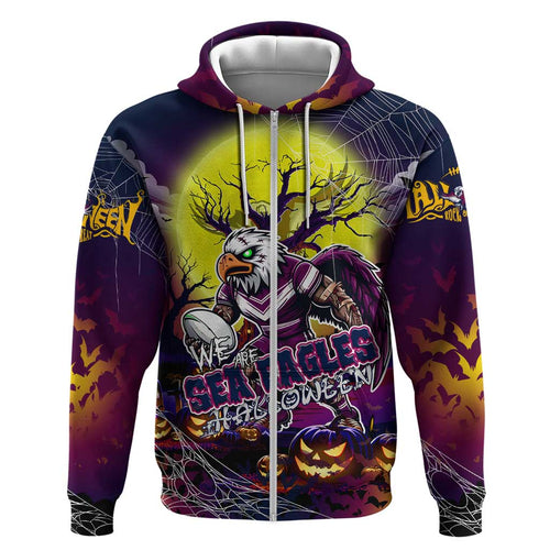 We Are Sea Eagles Halloween Zip Hoodie Pumpkin Scary Spooky Season - Aussie Hoodie