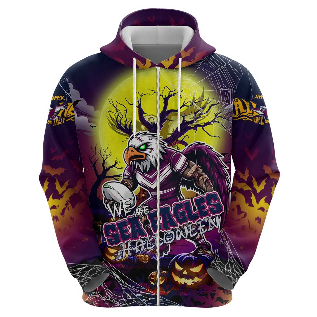 We Are Sea Eagles Halloween Zip Hoodie Pumpkin Scary Spooky Season - Aussie Hoodie