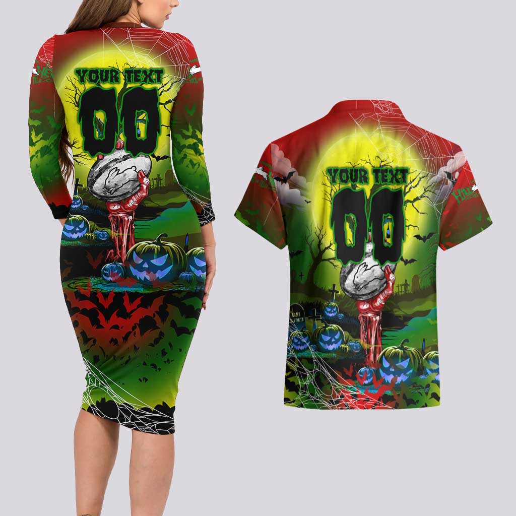We Are Rabbitohs Halloween Couples Matching Long Sleeve Bodycon Dress and Hawaiian Shirt Pumpkin Scary Spooky Season - Aussie Hoodie