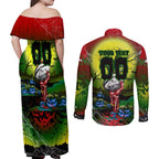We Are Rabbitohs Halloween Couples Matching Off Shoulder Maxi Dress and Long Sleeve Button Shirt Pumpkin Scary Spooky Season - Aussie Hoodie