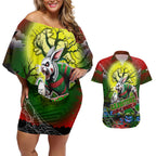 We Are Rabbitohs Halloween Couples Matching Off Shoulder Short Dress and Hawaiian Shirt Pumpkin Scary Spooky Season - Aussie Hoodie