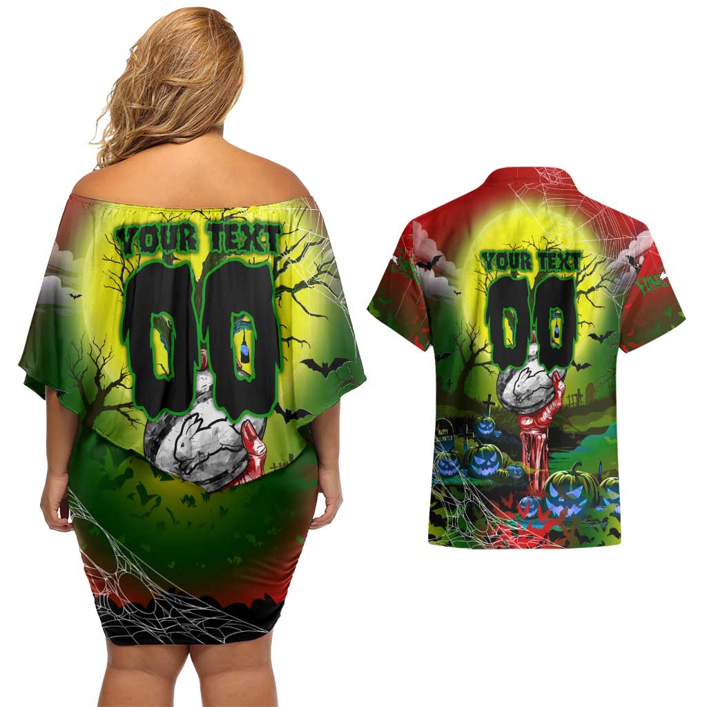 We Are Rabbitohs Halloween Couples Matching Off Shoulder Short Dress and Hawaiian Shirt Pumpkin Scary Spooky Season - Aussie Hoodie