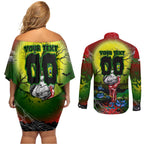 We Are Rabbitohs Halloween Couples Matching Off Shoulder Short Dress and Long Sleeve Button Shirt Pumpkin Scary Spooky Season - Aussie Hoodie