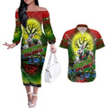 We Are Rabbitohs Halloween Couples Matching Off The Shoulder Long Sleeve Dress and Hawaiian Shirt Pumpkin Scary Spooky Season - Aussie Hoodie