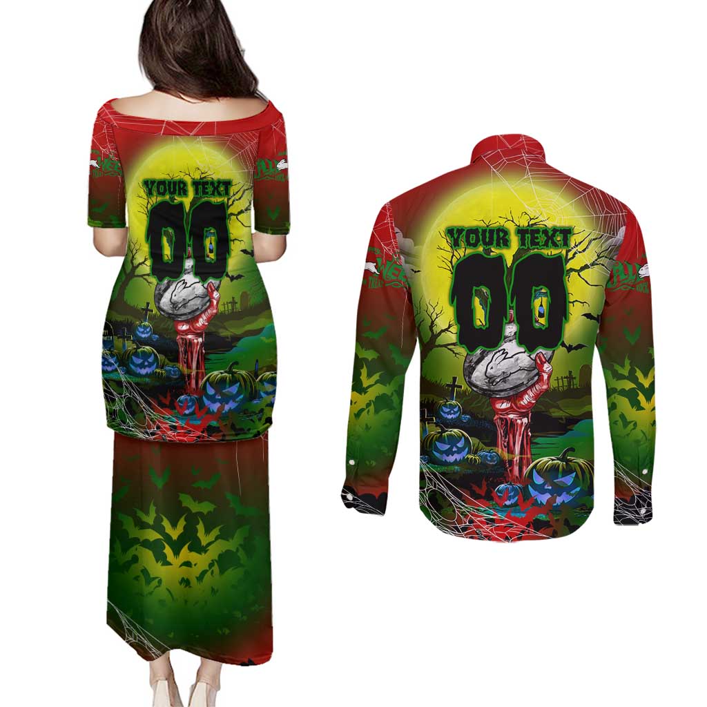 We Are Rabbitohs Halloween Couples Matching Puletasi and Long Sleeve Button Shirt Pumpkin Scary Spooky Season - Aussie Hoodie