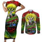 We Are Rabbitohs Halloween Couples Matching Short Sleeve Bodycon Dress and Long Sleeve Button Shirt Pumpkin Scary Spooky Season - Aussie Hoodie