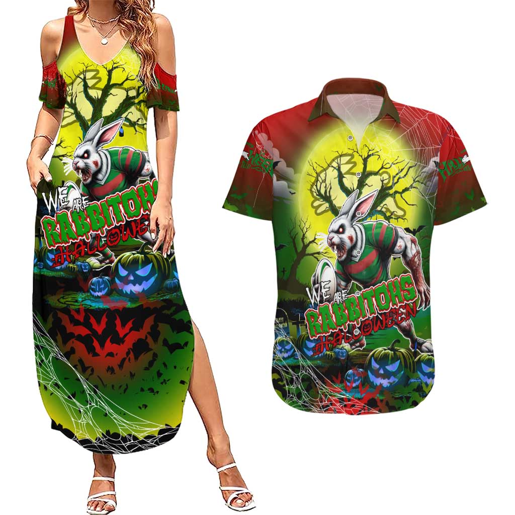 We Are Rabbitohs Halloween Couples Matching Summer Maxi Dress and Hawaiian Shirt Pumpkin Scary Spooky Season - Aussie Hoodie