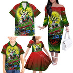 We Are Rabbitohs Halloween Family Matching Off The Shoulder Long Sleeve Dress and Hawaiian Shirt Pumpkin Scary Spooky Season - Aussie Hoodie