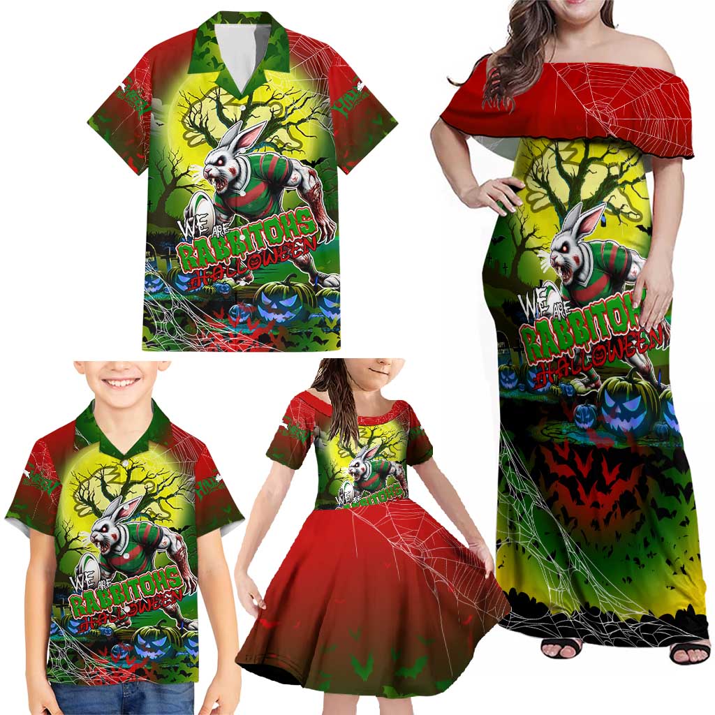 We Are Rabbitohs Halloween Family Matching Off Shoulder Maxi Dress and Hawaiian Shirt Pumpkin Scary Spooky Season - Aussie Hoodie