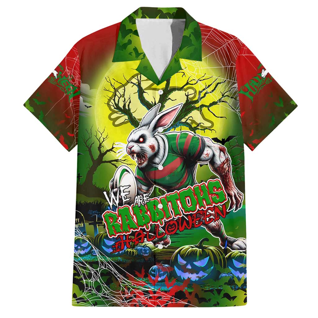 We Are Rabbitohs Halloween Family Matching Off Shoulder Maxi Dress and Hawaiian Shirt Pumpkin Scary Spooky Season - Aussie Hoodie