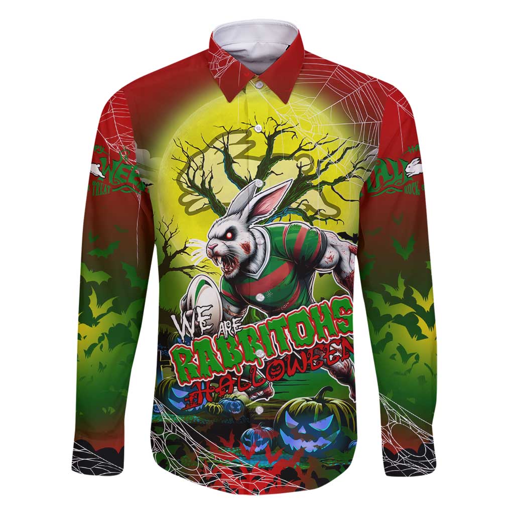 We Are Rabbitohs Halloween Family Matching Off Shoulder Maxi Dress and Hawaiian Shirt Pumpkin Scary Spooky Season - Aussie Hoodie