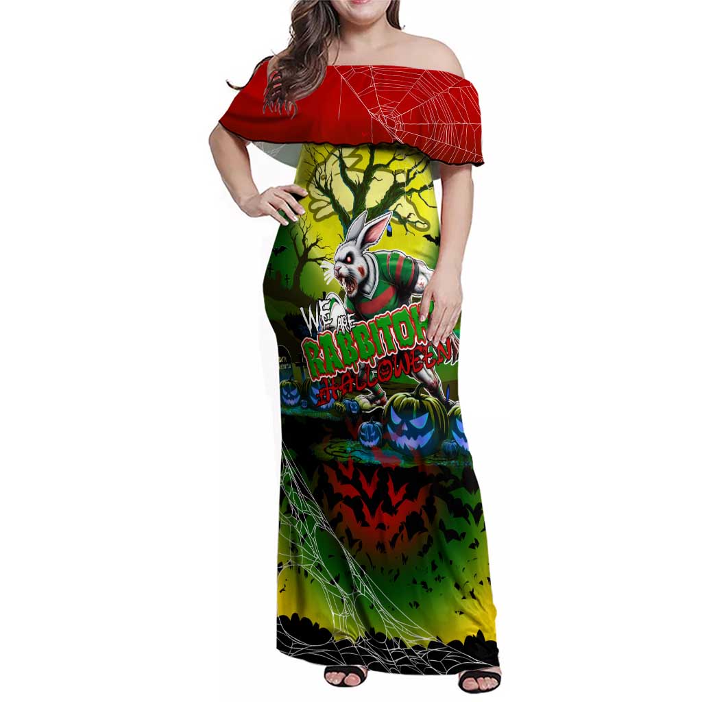 We Are Rabbitohs Halloween Family Matching Off Shoulder Maxi Dress and Hawaiian Shirt Pumpkin Scary Spooky Season - Aussie Hoodie