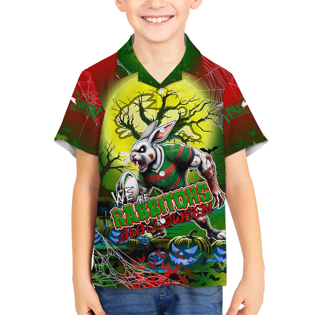We Are Rabbitohs Halloween Family Matching Off Shoulder Maxi Dress and Hawaiian Shirt Pumpkin Scary Spooky Season - Aussie Hoodie