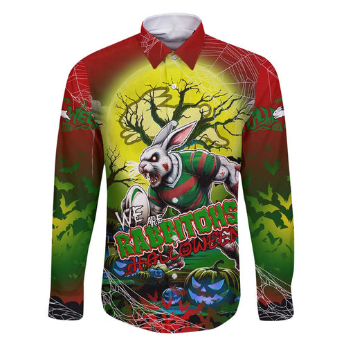 We Are Rabbitohs Halloween Family Matching Off Shoulder Short Dress and Hawaiian Shirt Pumpkin Scary Spooky Season - Aussie Hoodie