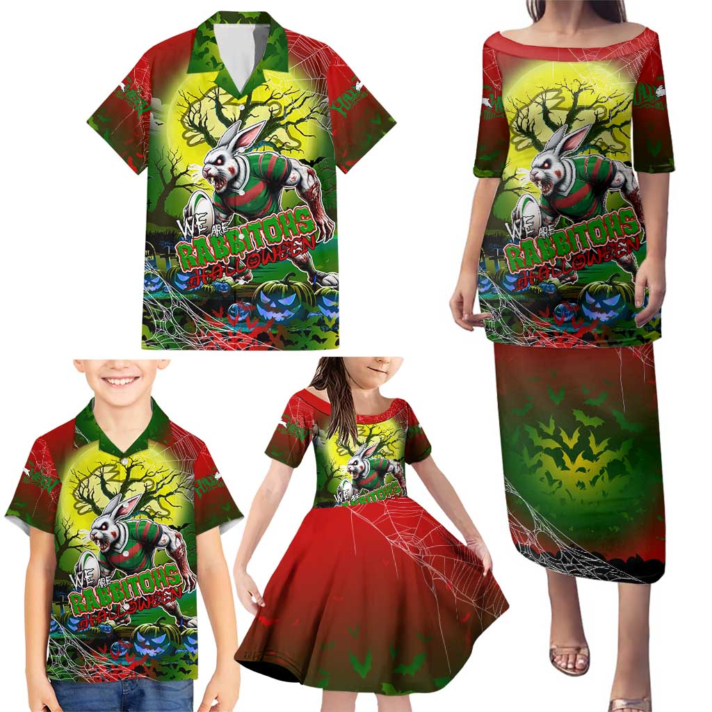 We Are Rabbitohs Halloween Family Matching Puletasi and Hawaiian Shirt Pumpkin Scary Spooky Season - Aussie Hoodie