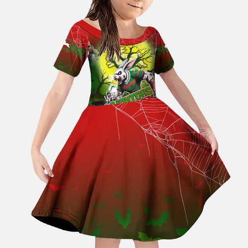 We Are Rabbitohs Halloween Family Matching Short Sleeve Bodycon Dress and Hawaiian Shirt Pumpkin Scary Spooky Season - Aussie Hoodie