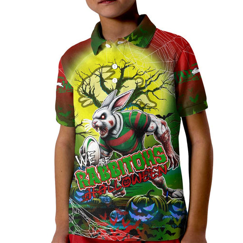 We Are Rabbitohs Halloween Kid Polo Shirt Pumpkin Scary Spooky Season - Aussie Hoodie