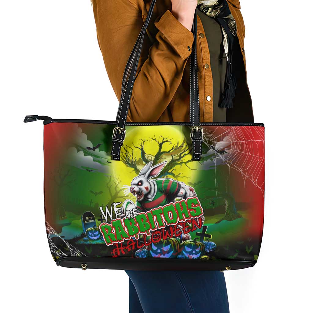 We Are Rabbitohs Halloween Leather Tote Bag Pumpkin Scary Spooky Season - Aussie Hoodie