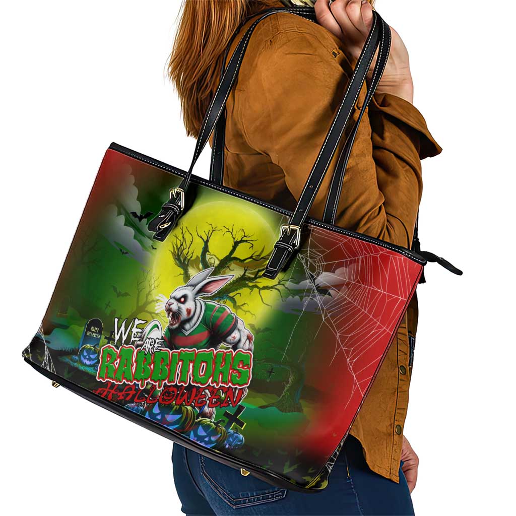 We Are Rabbitohs Halloween Leather Tote Bag Pumpkin Scary Spooky Season - Aussie Hoodie