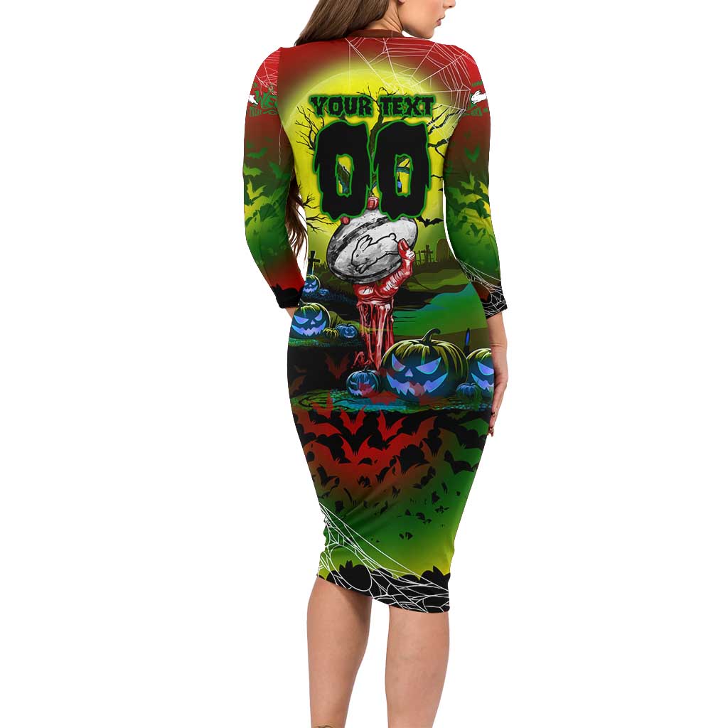 We Are Rabbitohs Halloween Long Sleeve Bodycon Dress Pumpkin Scary Spooky Season - Aussie Hoodie