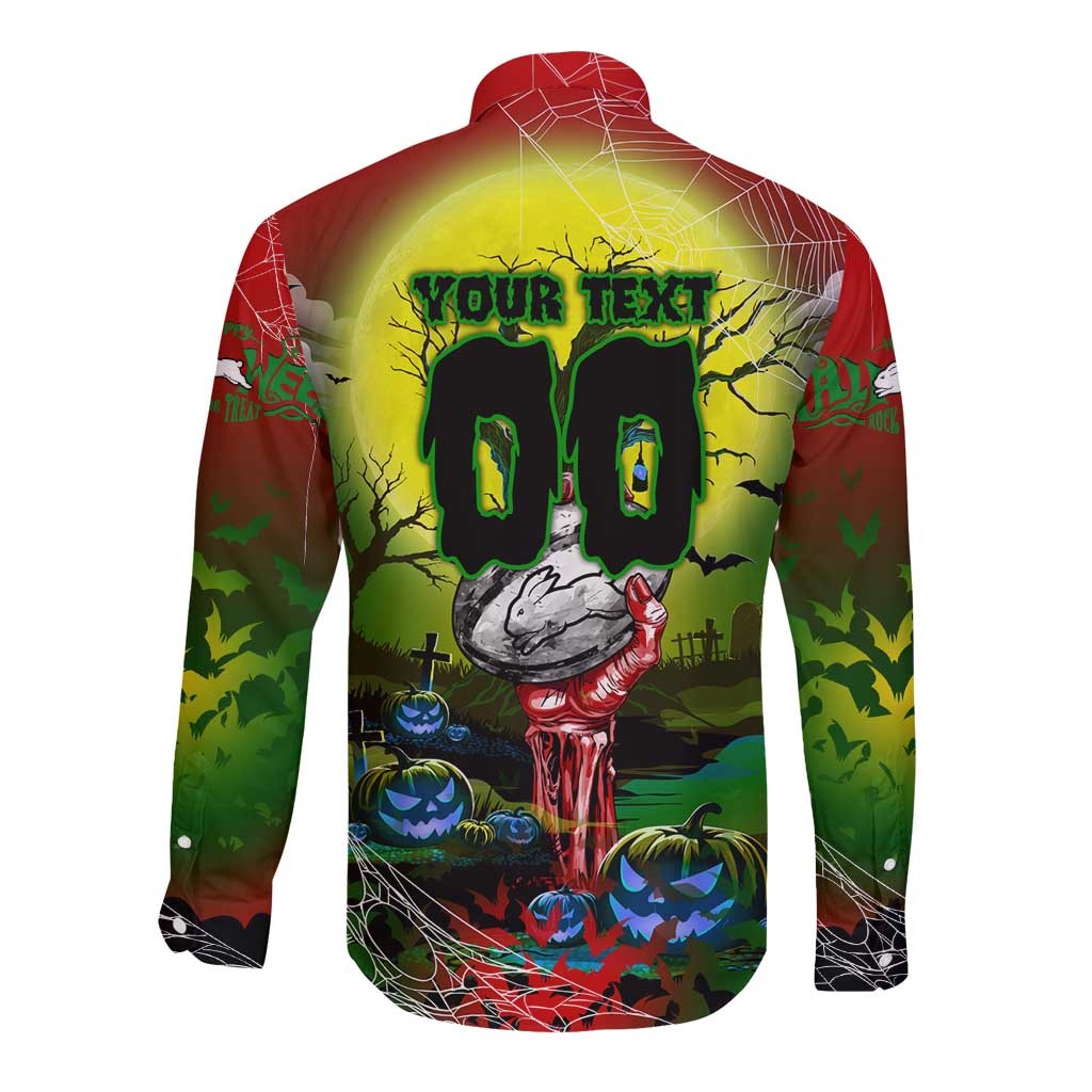 We Are Rabbitohs Halloween Long Sleeve Button Shirt Pumpkin Scary Spooky Season - Aussie Hoodie