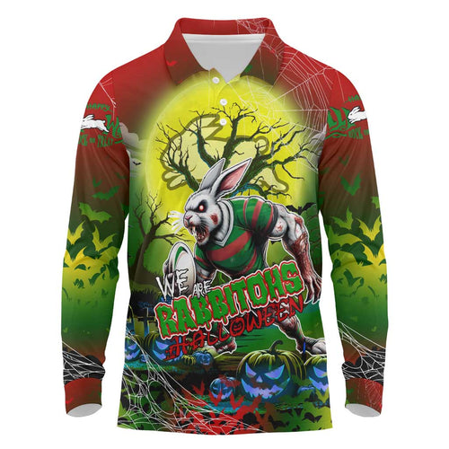We Are Rabbitohs Halloween Long Sleeve Polo Shirt Pumpkin Scary Spooky Season - Aussie Hoodie