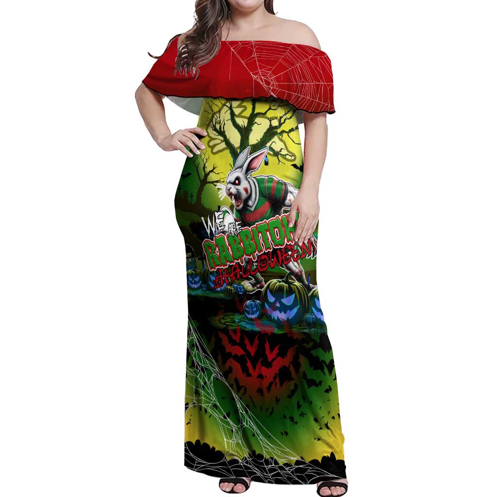 We Are Rabbitohs Halloween Off Shoulder Maxi Dress Pumpkin Scary Spooky Season - Aussie Hoodie