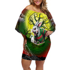 We Are Rabbitohs Halloween Off Shoulder Short Dress Pumpkin Scary Spooky Season - Aussie Hoodie