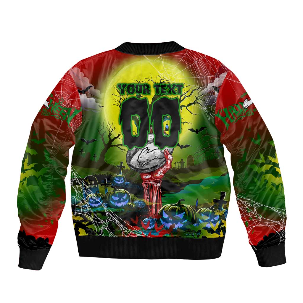We Are Rabbitohs Halloween Sleeve Zip Bomber Jacket Pumpkin Scary Spooky Season - Aussie Hoodie