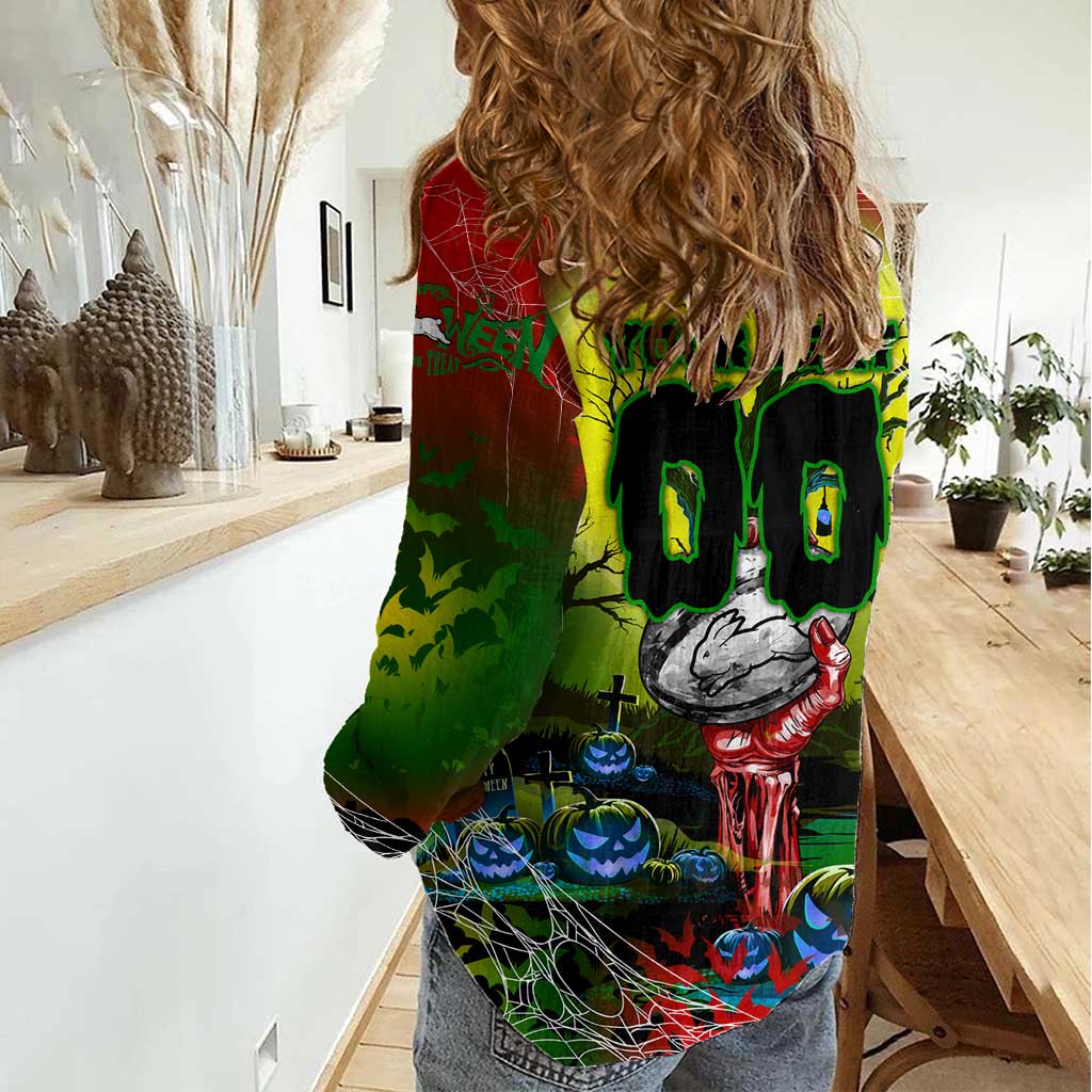 We Are Rabbitohs Halloween Women Casual Shirt Pumpkin Scary Spooky Season - Aussie Hoodie