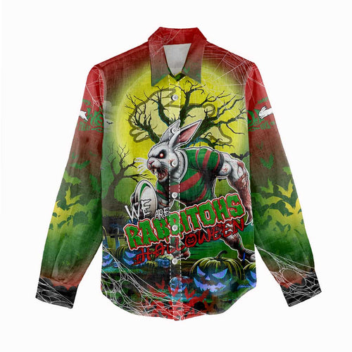 We Are Rabbitohs Halloween Women Casual Shirt Pumpkin Scary Spooky Season - Aussie Hoodie