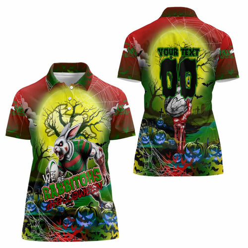 We Are Rabbitohs Halloween Women Polo Shirt Pumpkin Scary Spooky Season - Aussie Hoodie