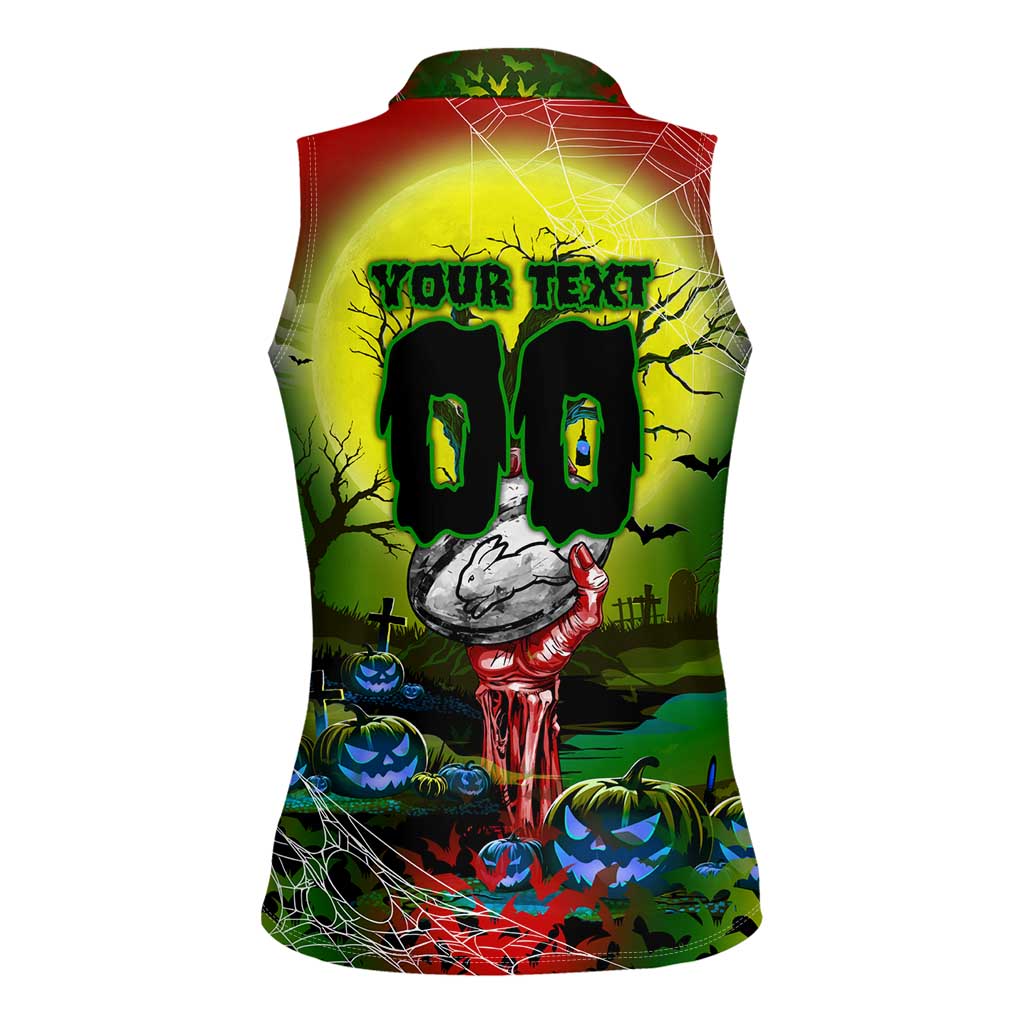 We Are Rabbitohs Halloween Women Sleeveless Polo Shirt Pumpkin Scary Spooky Season - Aussie Hoodie