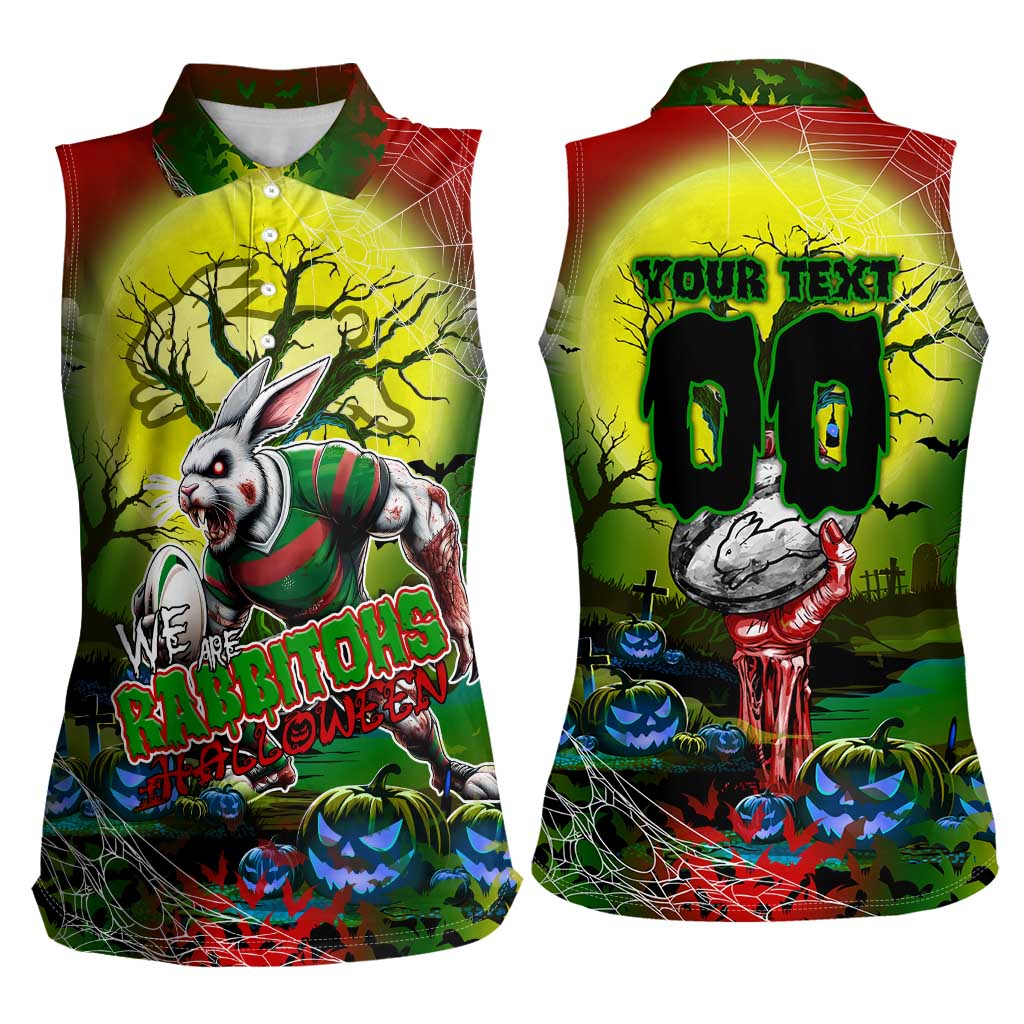 We Are Rabbitohs Halloween Women Sleeveless Polo Shirt Pumpkin Scary Spooky Season - Aussie Hoodie