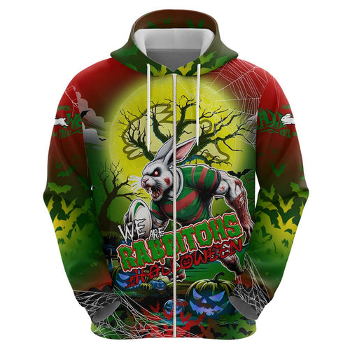 We Are Rabbitohs Halloween Zip Hoodie Pumpkin Scary Spooky Season - Aussie Hoodie
