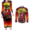 We Are Dragons Halloween Couples Matching Long Sleeve Bodycon Dress and Long Sleeve Button Shirt Pumpkin Scary Spooky Season - Aussie Hoodie