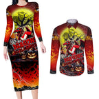 We Are Dragons Halloween Couples Matching Long Sleeve Bodycon Dress and Long Sleeve Button Shirt Pumpkin Scary Spooky Season - Aussie Hoodie