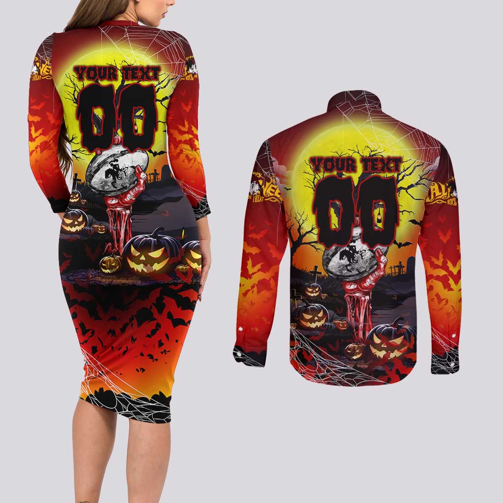 We Are Dragons Halloween Couples Matching Long Sleeve Bodycon Dress and Long Sleeve Button Shirt Pumpkin Scary Spooky Season - Aussie Hoodie