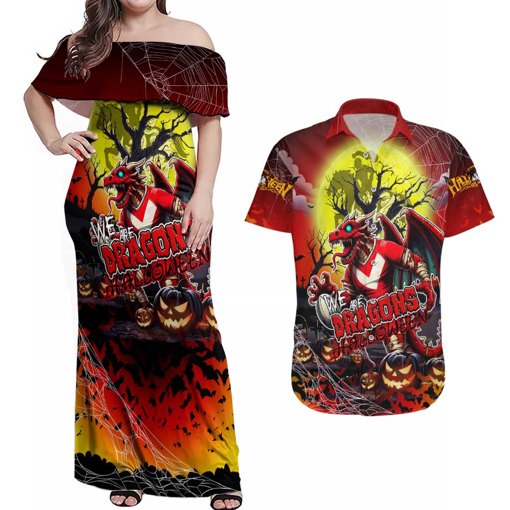 We Are Dragons Halloween Couples Matching Off Shoulder Maxi Dress and Hawaiian Shirt Pumpkin Scary Spooky Season - Aussie Hoodie